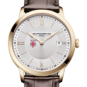 Brown Men's Baume et Mercier 40mm Gold PVD Classima Watch with Silver Dial & Dark Brown Leather Strap Shot #1