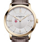 Brown Men's Baume et Mercier 40mm Gold PVD Classima Watch with Silver Dial & Dark Brown Leather Strap Shot #1
