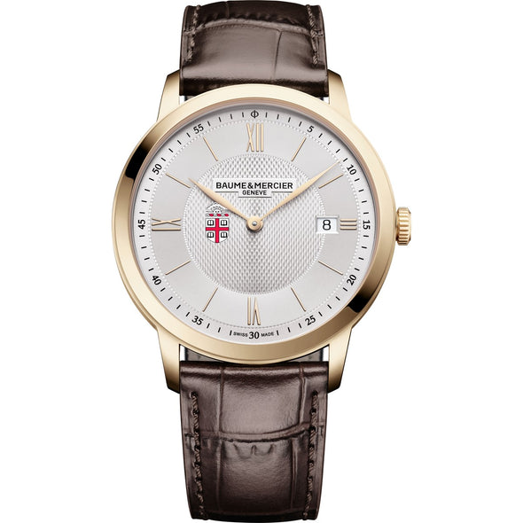 Brown Men's Baume et Mercier 40mm Gold PVD Classima Watch with Silver Dial & Dark Brown Leather Strap Shot #2