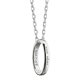 Brown University Monica Rich Kosann "Carpe Diem" Poesy Ring Necklace in Silver Shot #1