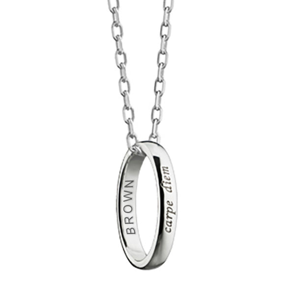 Brown University Monica Rich Kosann "Carpe Diem" Poesy Ring Necklace in Silver Shot #1