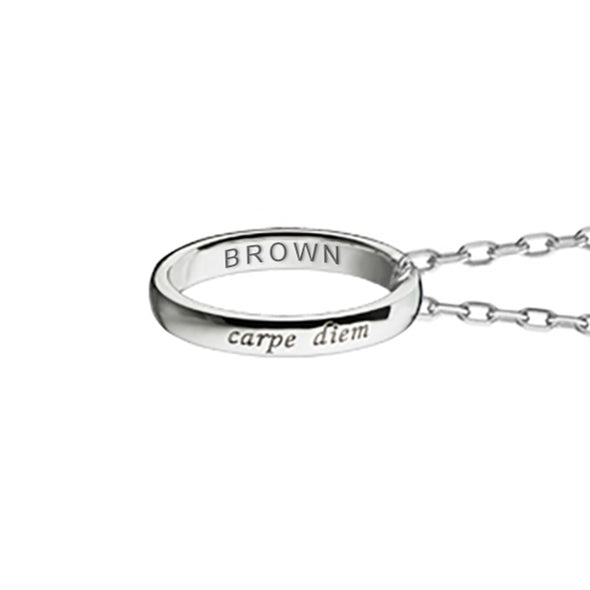 Brown University Monica Rich Kosann &quot;Carpe Diem&quot; Poesy Ring Necklace in Silver Shot #3