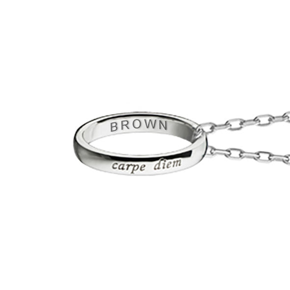 Brown University Monica Rich Kosann "Carpe Diem" Poesy Ring Necklace in Silver Shot #3