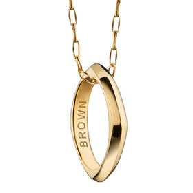 Brown University Monica Rich Kosann Poesy Ring Necklace in Gold Shot #1