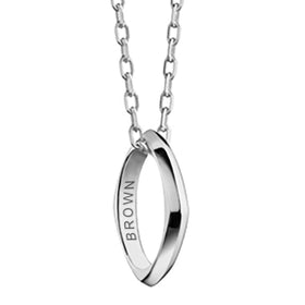 Brown University Monica Rich Kosann Poesy Ring Necklace in Silver Shot #1