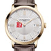 BU Men's Baume et Mercier 40mm Gold PVD Classima Watch with Silver Dial & Dark Brown Leather Strap