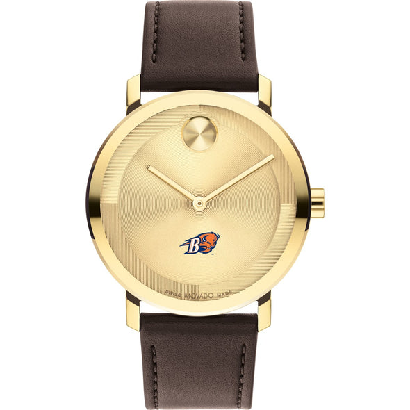 Bucknell University Men&#39;s Movado BOLD Gold with Chocolate Leather Strap Shot #2