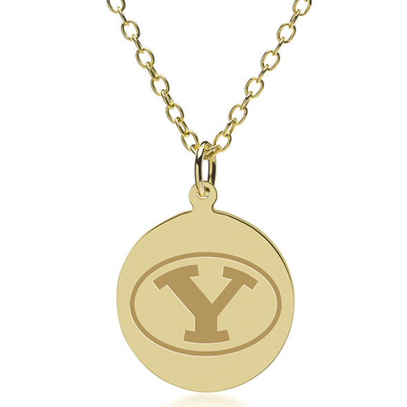 BYU 18K Gold Pendant & Chain Shot #1