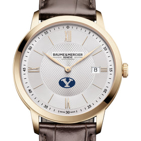 BYU Men's Baume et Mercier 40mm Gold PVD Classima Watch with Silver Dial & Dark Brown Leather Strap Shot #1