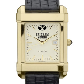 BYU Men&#39;s Gold Quad with Leather Strap Shot #1