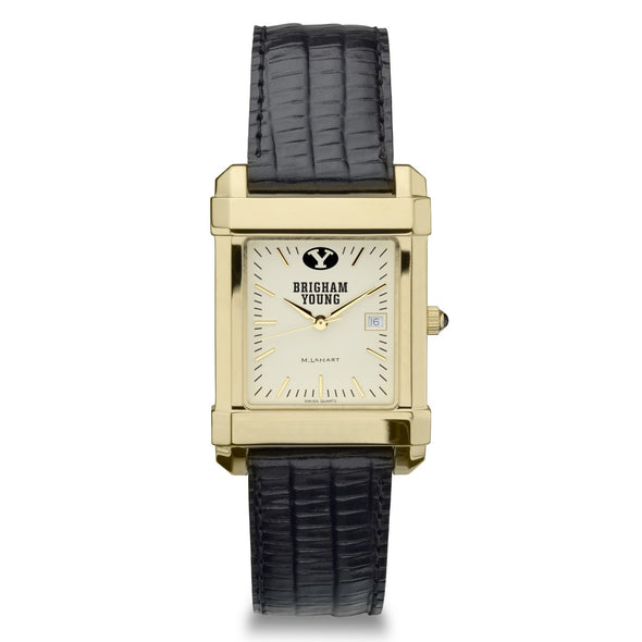 BYU Men&#39;s Gold Quad with Leather Strap Shot #2