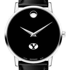 BYU Men&#39;s Movado Museum with Leather Strap Shot #1