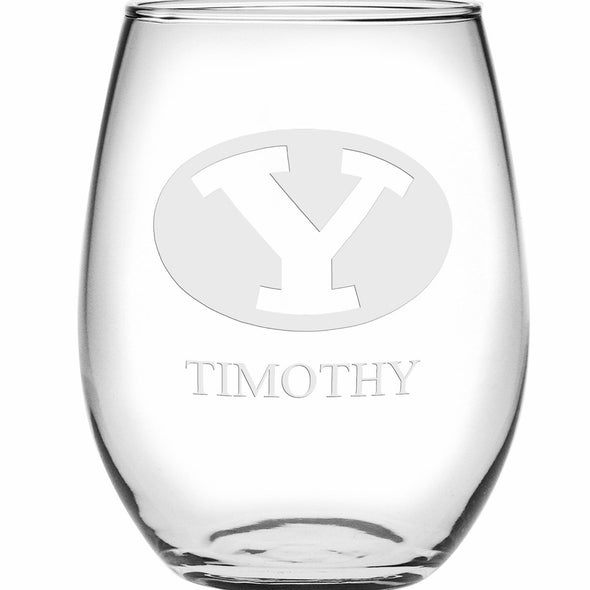 BYU Stemless Wine Glasses Made in the USA - Set of 2 Shot #2