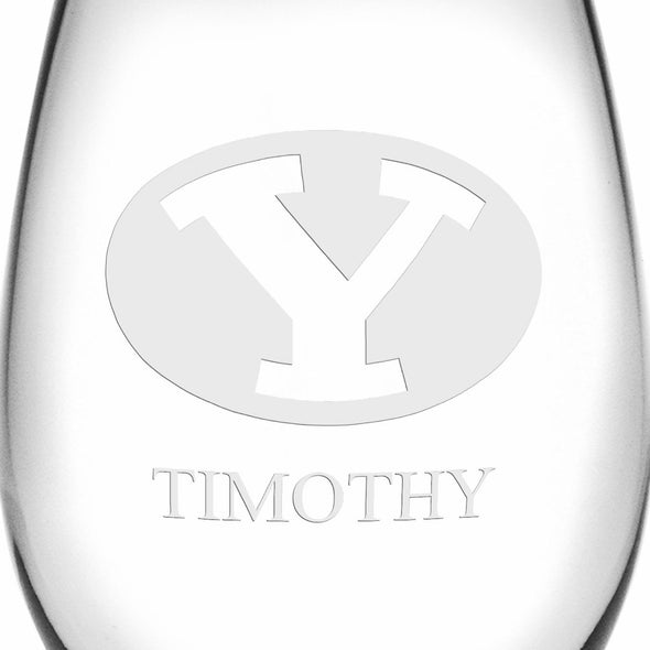BYU Stemless Wine Glasses Made in the USA - Set of 4 Shot #3