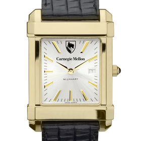 Carnegie Mellon Men's Gold Watch with 2-Tone Dial & Leather Strap at M.LaHart & Co. Shot #1