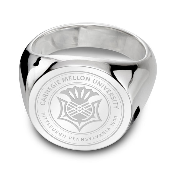 Carnegie Mellon Sterling Silver Round Signet Ring Shot #2