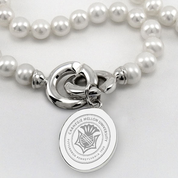 Carnegie Mellon University Pearl Necklace with Sterling Silver Charm Shot #2
