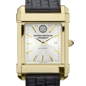 Central Michigan Men's Gold Watch with 2-Tone Dial & Leather Strap at M.LaHart & Co. Shot #1