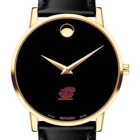 Central Michigan Men&#39;s Movado Gold Museum Classic Leather Shot #1
