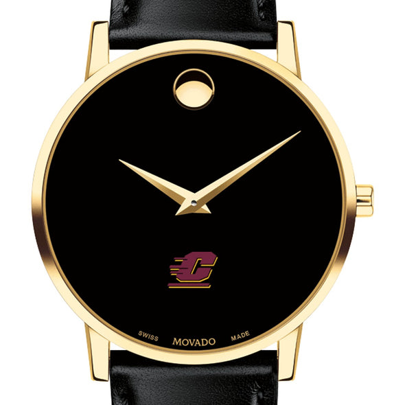 Central Michigan Men&#39;s Movado Gold Museum Classic Leather Shot #1