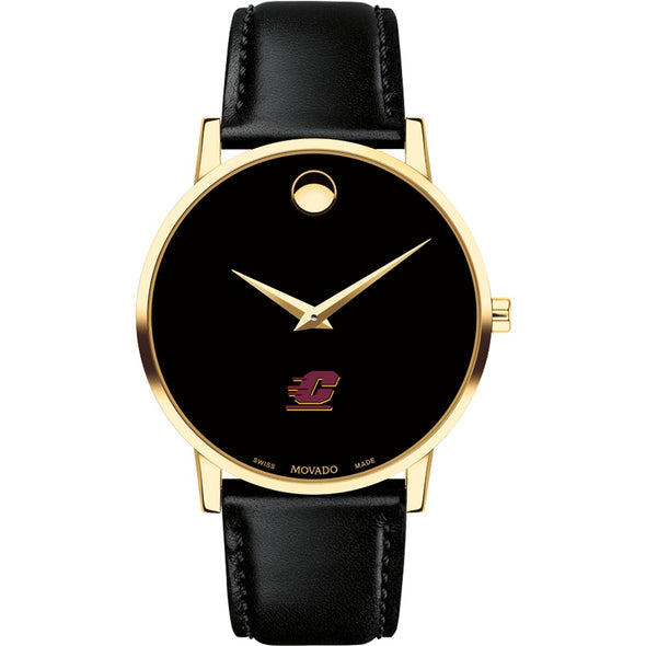 Central Michigan Men&#39;s Movado Gold Museum Classic Leather Shot #2