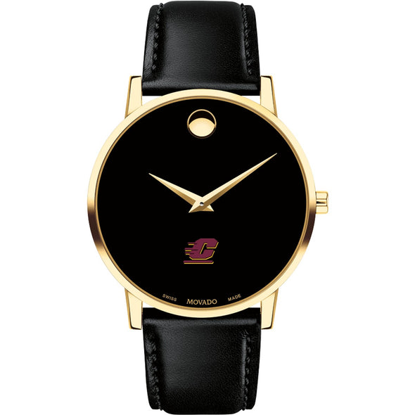 Central Michigan Men's Movado Gold Museum Classic Leather Shot #2