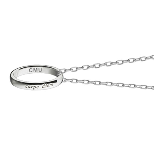 Central Michigan Monica Rich Kosann "Carpe Diem" Poesy Ring Necklace in Silver Shot #3