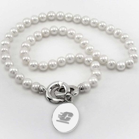 Central Michigan Pearl Necklace with Sterling Silver Charm Shot #1