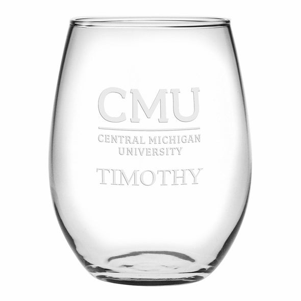 Central Michigan Stemless Wine Glasses Made in the USA - Set of 2 Shot #1