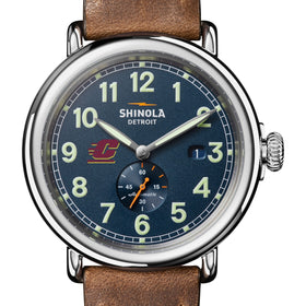 Central Michigan University Shinola Watch, The Runwell Automatic 45 mm Blue Dial and British Tan Strap at M.LaHart &amp; Co. Shot #1
