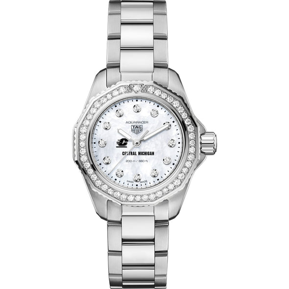 Central Michigan Women&#39;s TAG Heuer Steel Aquaracer with Diamond Dial &amp; Bezel Shot #2