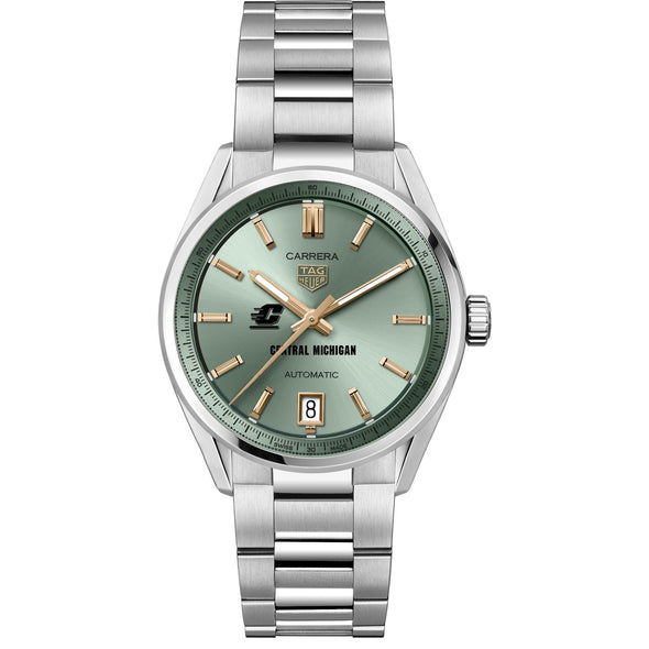 Central Michigan Women's TAG Heuer Steel Carrera Automatic with Green Dial Shot #2