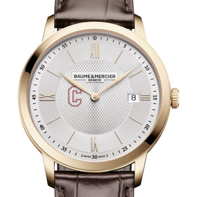 Charleston Men's Baume et Mercier 40mm Gold PVD Classima Watch with Silver Dial & Dark Brown Leather Strap Shot #1