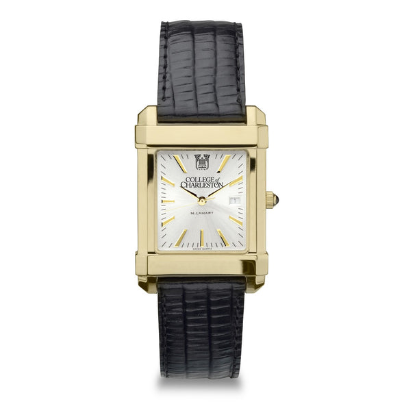 Charleston Men's Gold Watch with 2-Tone Dial & Leather Strap at M.LaHart & Co. Shot #2