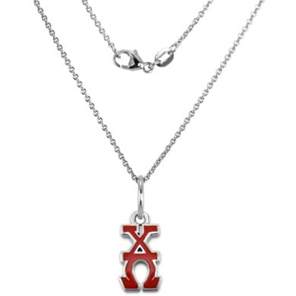 Chi Omega Sterling Silver Necklace with Greek Letter Charm Shot #1