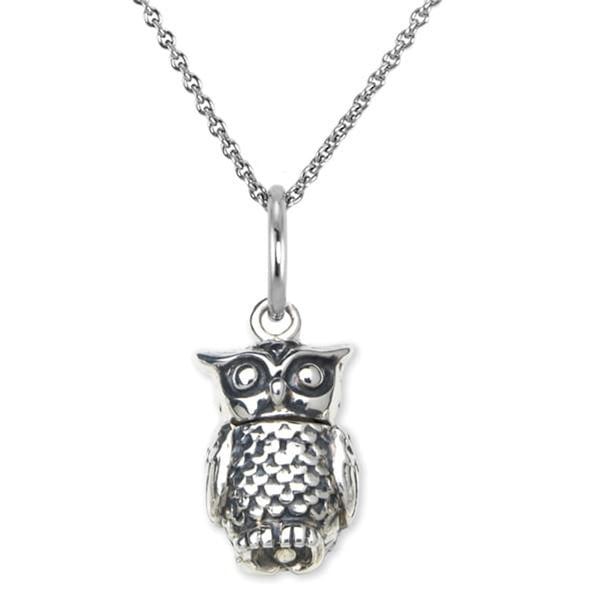 Chi Omega Sterling Silver Necklace with Owl Charm Shot #2