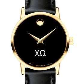 Chi Omega Women&#39;s Movado Gold Museum Classic Leather Shot #1