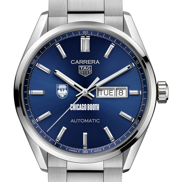 Chicago Booth Men&#39;s TAG Heuer Carrera with Blue Dial &amp; Day-Date Window Shot #1