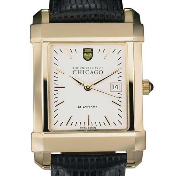 Chicago Men's Gold Quad with Leather Strap Shot #1