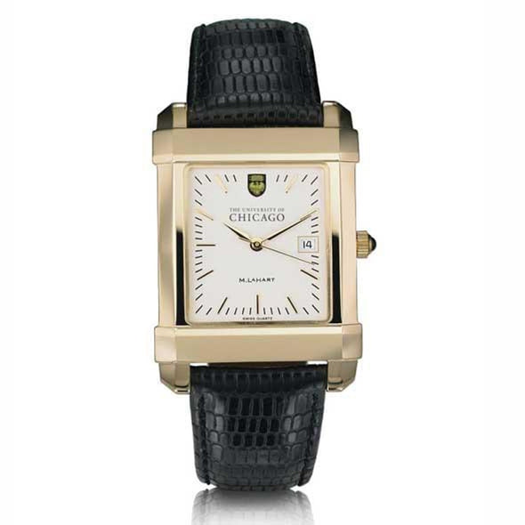 Chicago Men&#39;s Gold Quad with Leather Strap Shot #2