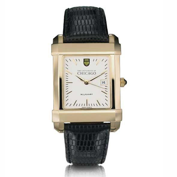 Chicago Men's Gold Quad with Leather Strap Shot #2