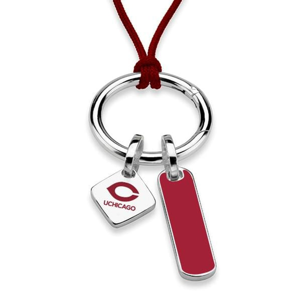 Chicago Silk Necklace with Enamel Charm & Sterling Silver Tag Shot #1