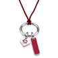 Chicago Silk Necklace with Enamel Charm & Sterling Silver Tag Shot #2