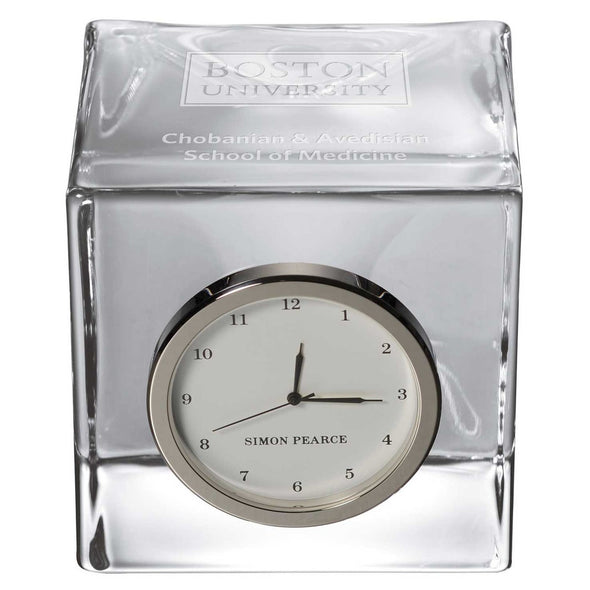 Chobanian & Avedisian School of Medicine Glass Desk Clock by Simon Pearce Shot #2