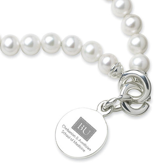 Chobanian & Avedisian School of Medicine Pearl Bracelet with Sterling Silver Charm Shot #2