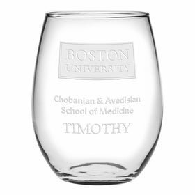 Chobanian & Avedisian School of Medicine Stemless Wine Glasses Made in the USA Shot #1