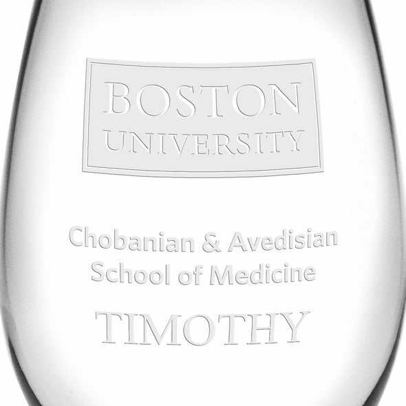 Chobanian & Avedisian School of Medicine Stemless Wine Glasses Made in the USA Shot #3