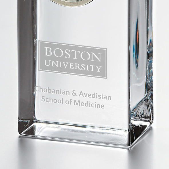 Chobanian & Avedisian School of Medicine Tall Glass Desk Clock by Simon Pearce Shot #2