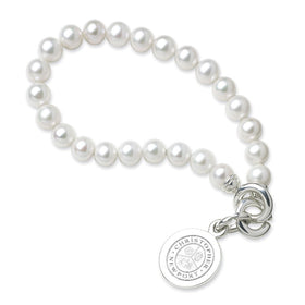 Christopher Newport University Pearl Bracelet with Sterling Silver Charm Shot #1