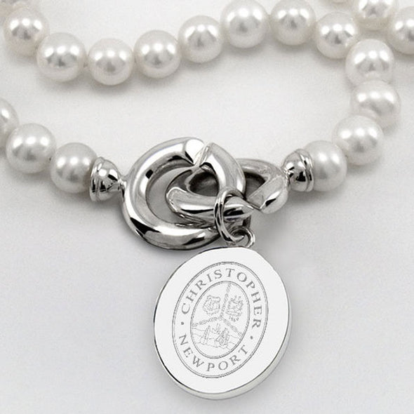 Christopher Newport University Pearl Necklace with Sterling Silver Charm Shot #2